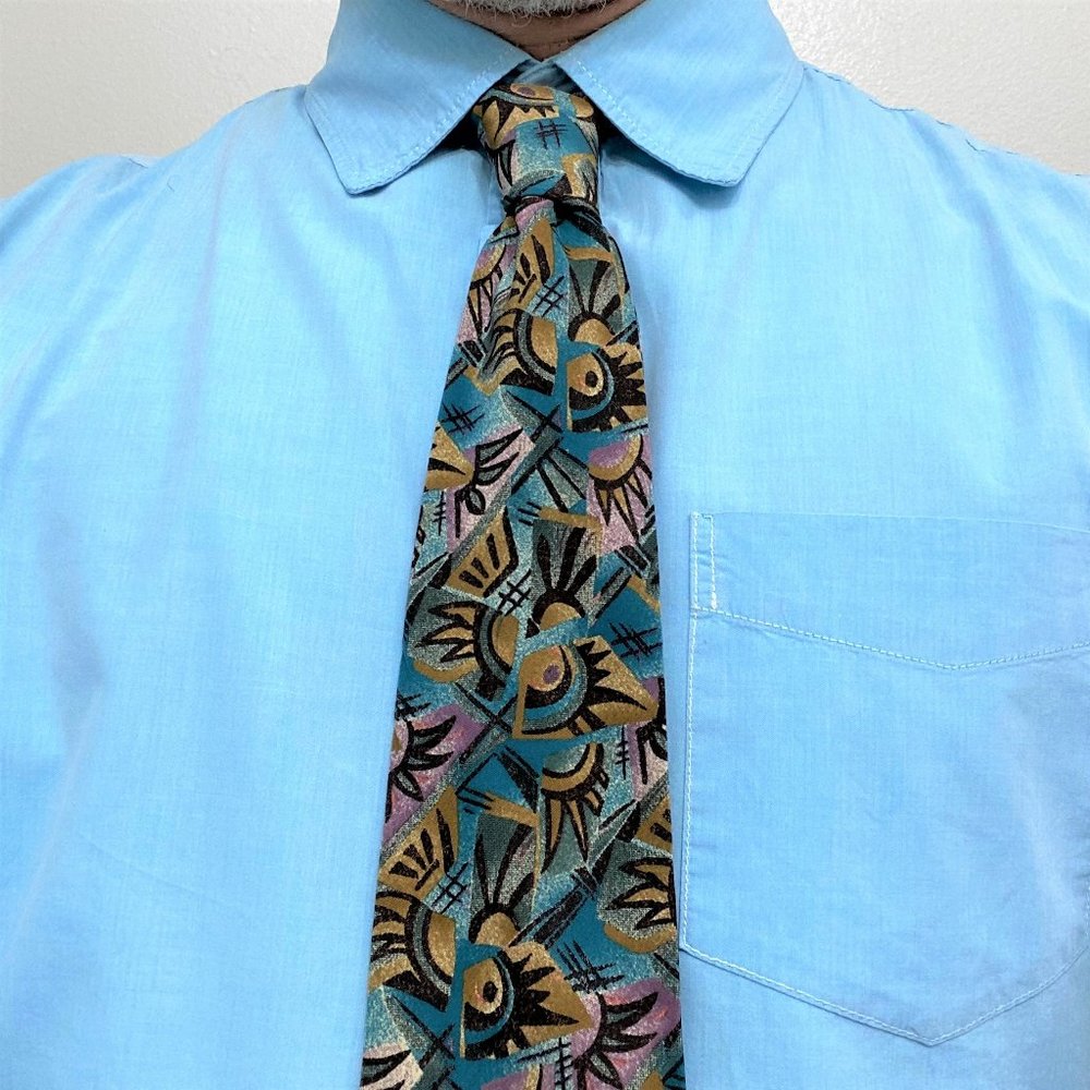 Geoffrey Beene polychromatic, abstract form men’s tie